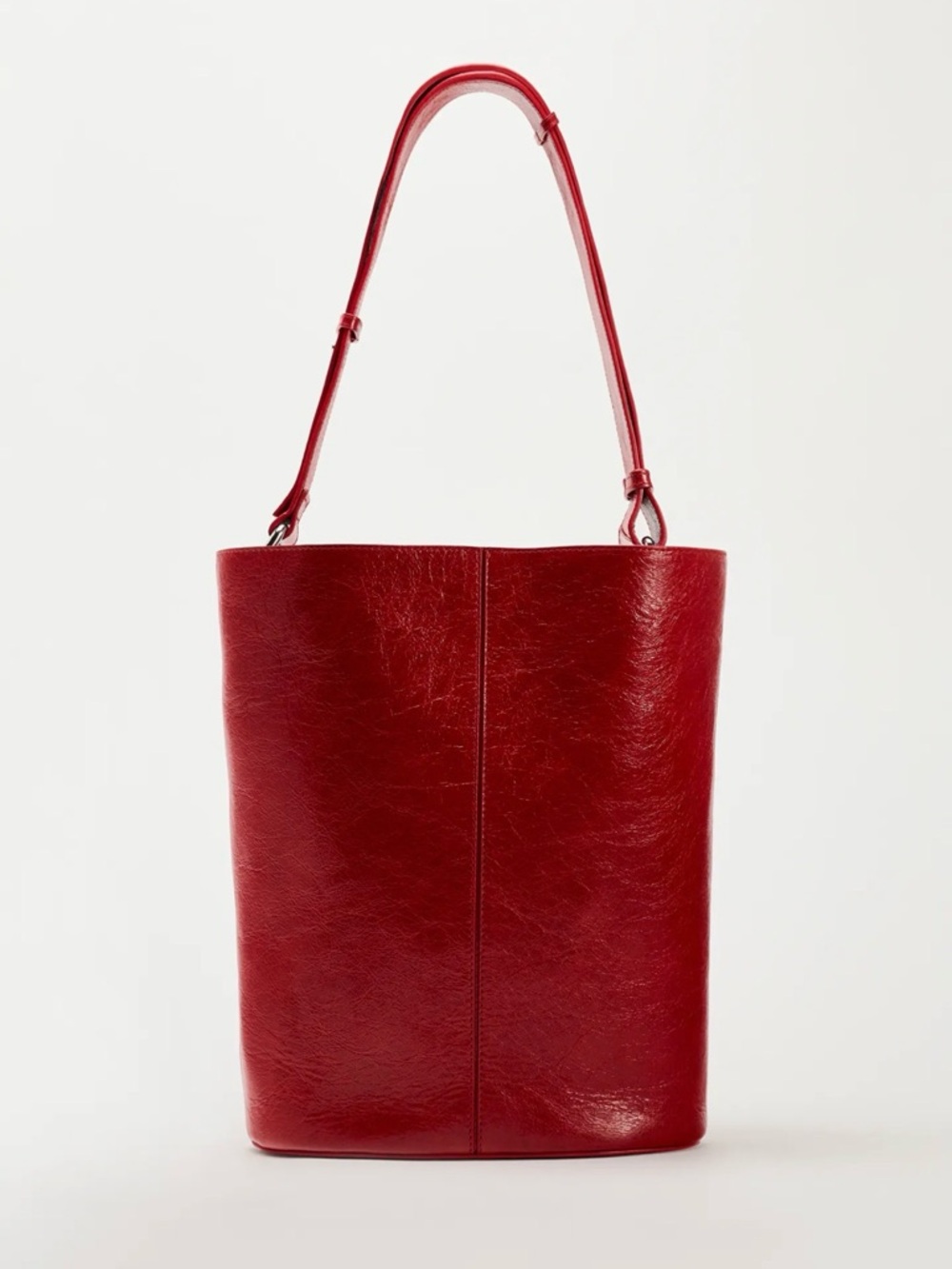 Zara Red Leather Bucket Bag